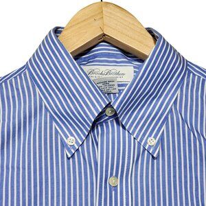 Brooks Brothers Mens Non-Iron Blue & White‎ Striped Original Polo Shirt 16.5"